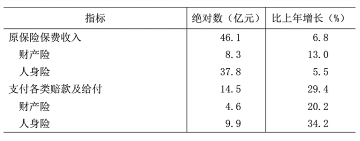 表7 2023年保险业务情况