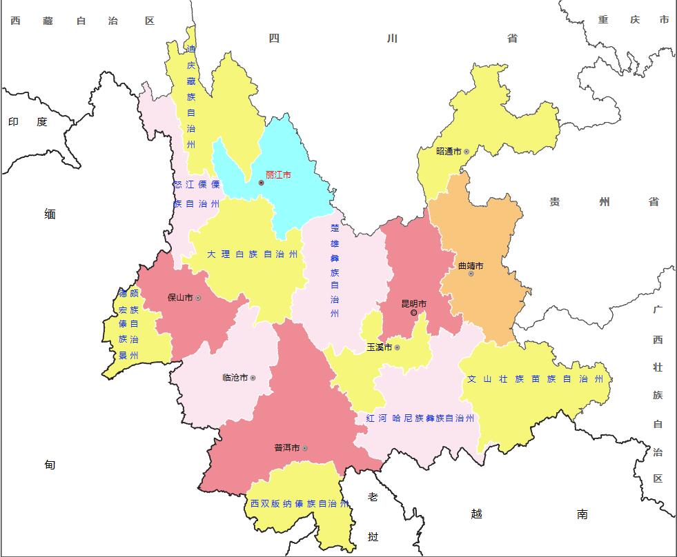 云南省各地面积大小排名：云南省8个地级市，8个自治州面积分别是多少？