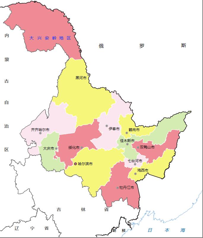 黑龙江省各地面积大小排名：黑龙江省12个地级市、1个地区面积大小分别是多少？