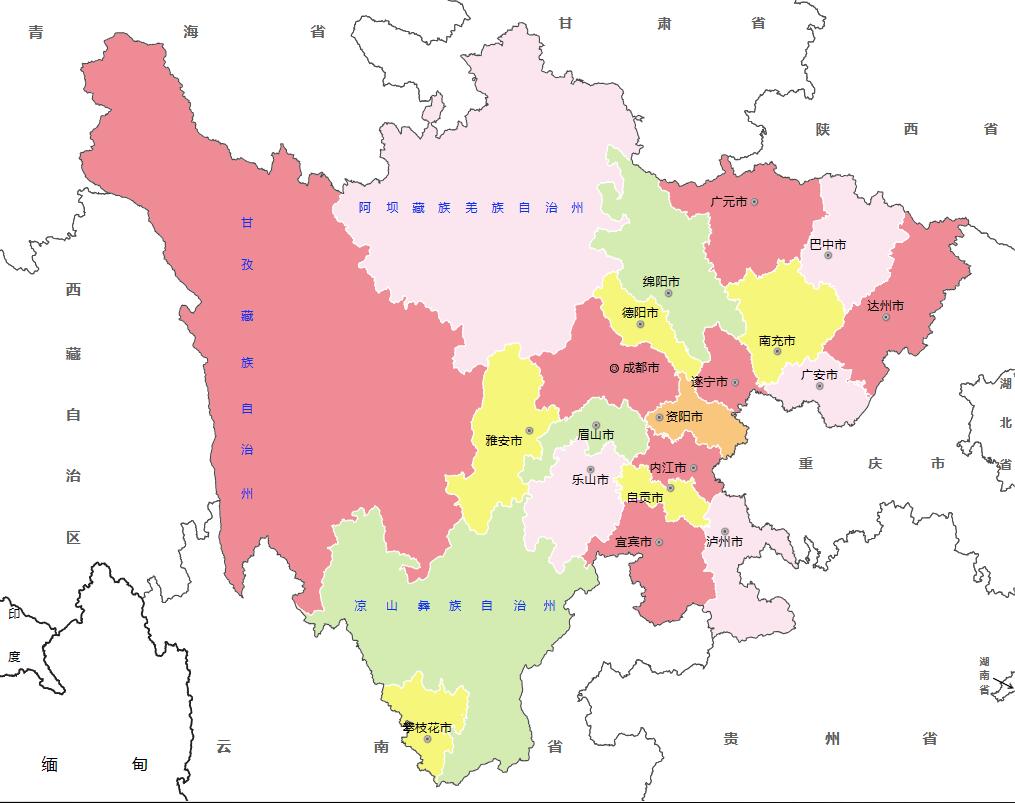 四川省各地面积大小排名：四川省18个地级市、3个自治州面积大小分别是多少？