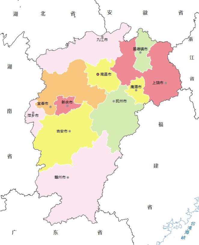 江西各地人口、面积、地区生产总值/人均GDP排名数据