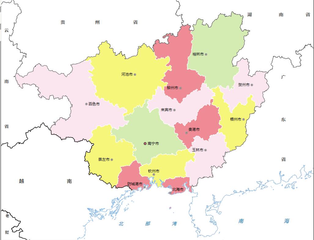 广西各地人口、面积、地区生产总值/人均GDP排名数据