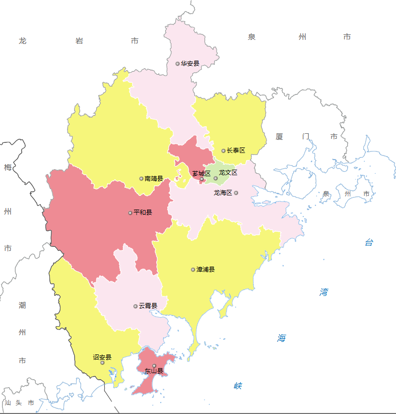 漳州市各地人口、面积、地区生产总值/人均GDP排名数据